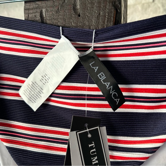 La Blanca High Waist Swimsuit Bottom Indigo Sailor Stripe Size 10 New with Tags - Picture 7 of 9